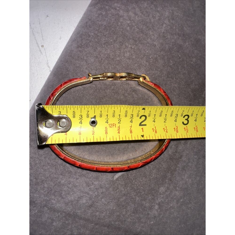 Vintage Gucci 24 karat gold plated bangle Snake bracelet RED - Picture 12 of 16